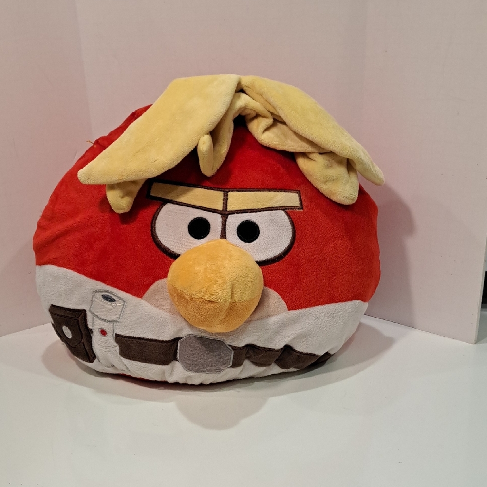 Official Red Angry Birds Star Wars Plush RARE. With Tool Belt ,Yellow Bow? 12"